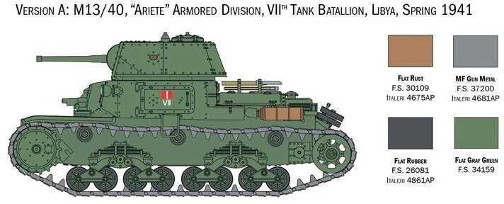 Italeri italų tankai Semoventi M13/40–M41 75/18, 1/56 modelių rinkinys
