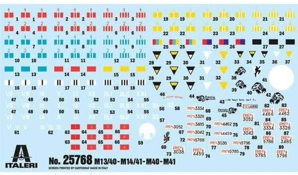 Italeri italų tankai Semoventi M13/40–M41 75/18, 1/56 modelių rinkinys