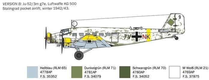 Italeri Junkers Ju 52/3m 1/72 plastikinis lėktuvas rinkimui