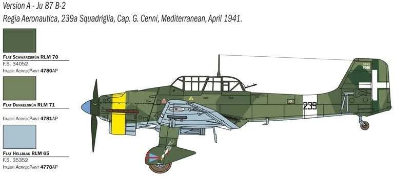 Italeri Junkers Ju 87 B-2/R-2 Stuka Picchiatello 1/48 plastikinis modelis