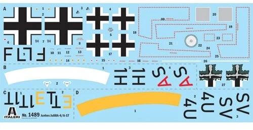 Italeri Junkers Ju 88 A-4/17 torpedinis bombonešis, modelis 1/72 1489