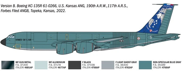 Italeri KC-135 R/FR Stratotanker degalų papildymo lėktuvo modelis 1/72, 91281