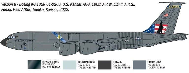 Italeri KC-135 R/FR Stratotanker degalų papildymo lėktuvo modelis 1/72, 91281