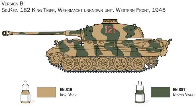 Italeri King Tiger Sd.Kfz.182 1/72 dovanų rinkinys su dažais ir klijais (72005)