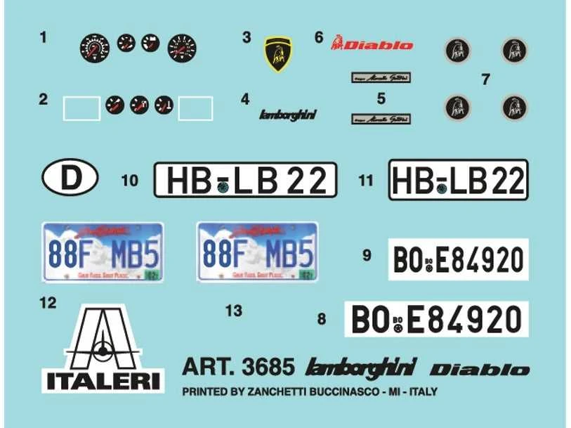 Italeri Lamborghini Diablo 1/24 plastikinis surenkamas modelis 3685