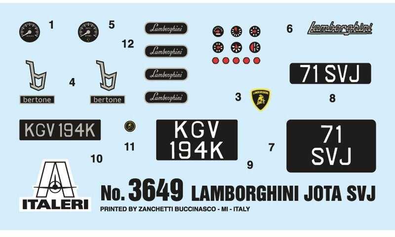Italeri Lamborghini Miura Jota SVJ 1:24 plastikinis surinkimo rinkinys