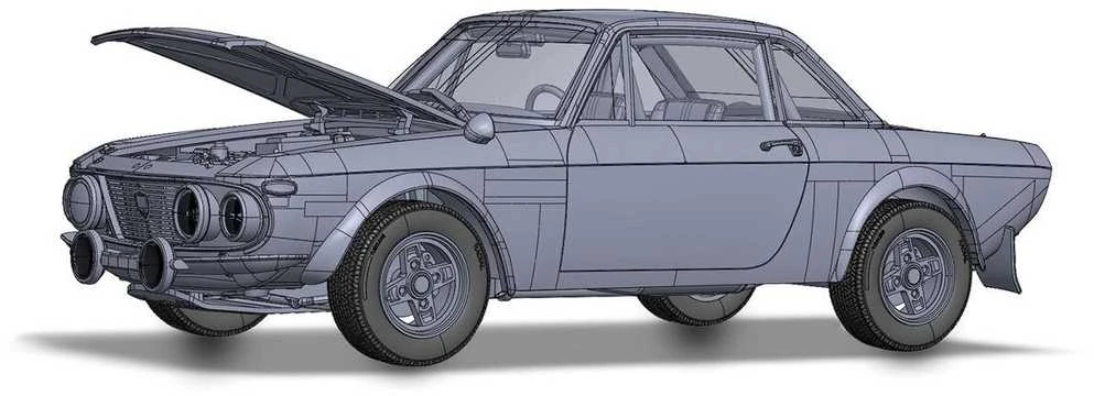 Italeri Lancia Fulvia HF Rally Monte Carlo 1972 1/24 surenkamas modelis