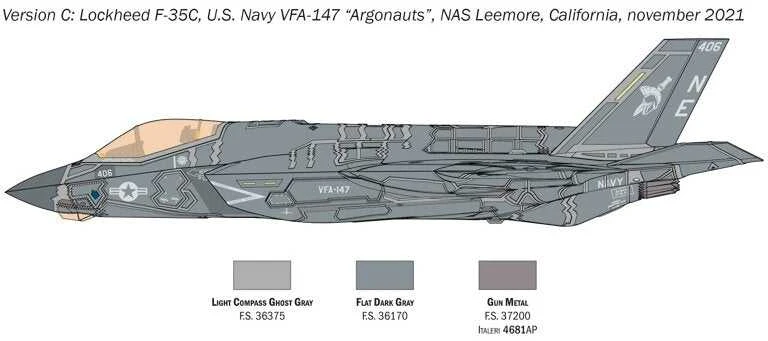 Italeri Lockheed F-35C Lightning II 1/72 plastikinis lėktuvo modelis