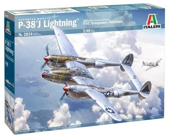 Italeri Lockheed P-38J Lightning 1/48 plastikinis lėktuvas, surinkimo rinkinys