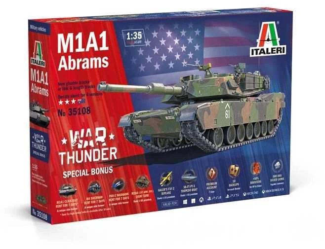 Italeri M1A1 Abrams tanko modelis 1/35 WAR THUNDER, plastikinis rinkinys