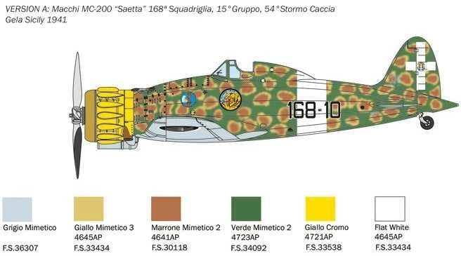 Italeri Macchi C.200 Saetta 1/48 plastikinis lėktuvo modelio rinkinys