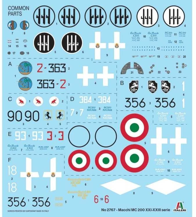 Italeri Macchi C.200 Serie XXI-XXIII 1/48 plastikinis lėktuvo modelio rinkinys