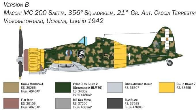 Italeri Macchi C.200 Serie XXI-XXIII 1/48 plastikinis lėktuvo modelio rinkinys