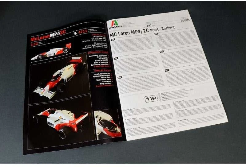 Italeri McLaren MP4/2C Prost/Rosberg 1/12 F1 plastikinis rinkinys