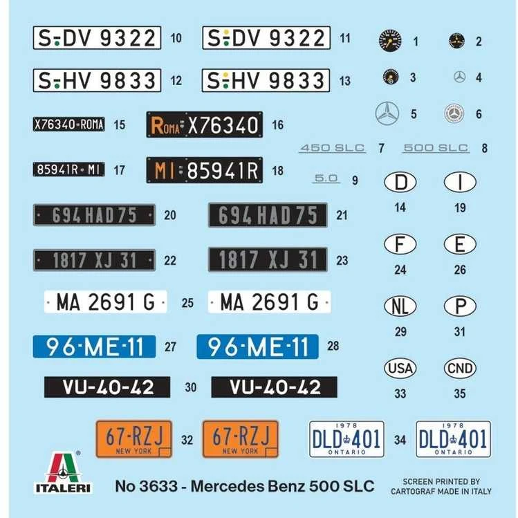 Italeri Mercedes-Benz 500 SLC 1/24 plastikinis surinkimo rinkinys