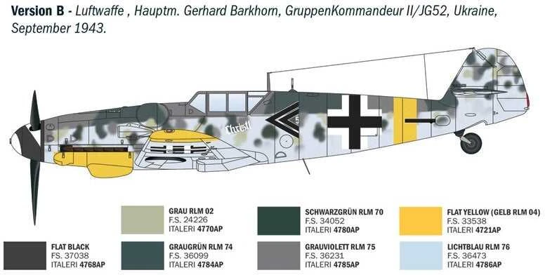 Italeri Messerschmitt Bf 109 G-6 Aces 1/72 plastikinis lėktuvas