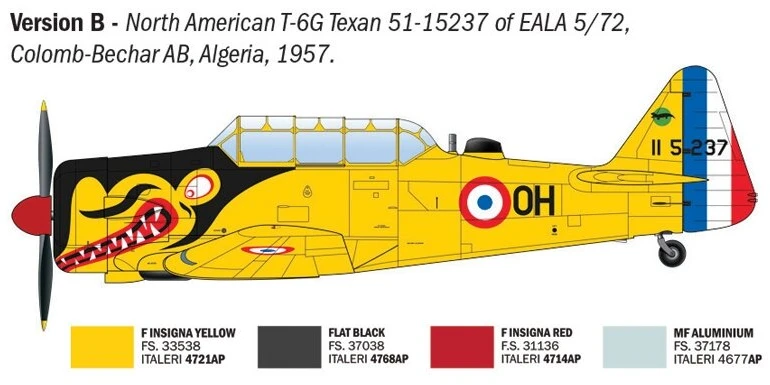 Italeri North American T-6G Texan plastikinis lėktuvo modelis 1/48, 19 cm