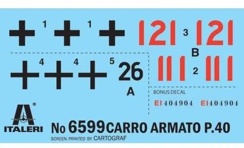 Italeri P.40 itališkas tankas 1/35 plastikinis surenkamas modelis