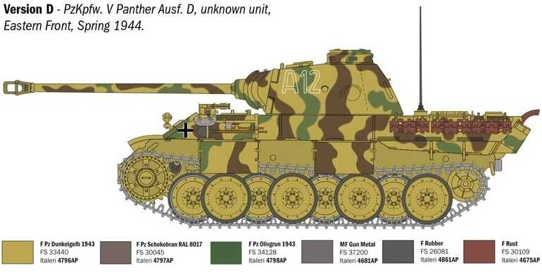 Italeri Panther Ausf. D vokiečių tankas 1/35 surenkamas plastikinis