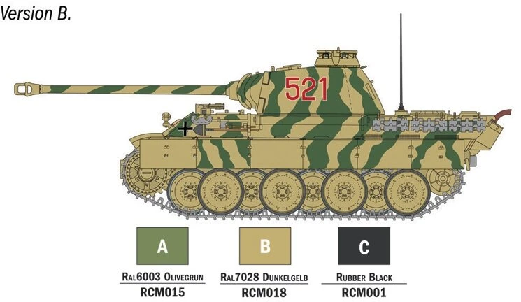 Italeri Panther Sd.Kfz.171 Ausf.A surenkamo modelio dovanų rinkinys 1/56