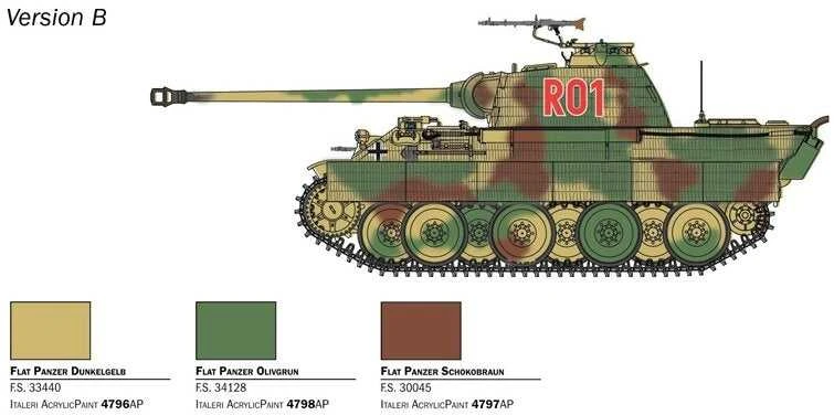 Italeri Panther tankas Sd.Kfz.171 Ausf. A 1/56 plastikinis surenkamas modelis