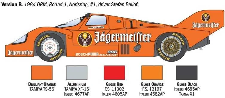 Italeri Porsche 956 Jagermeister 1:24 plastikinis modelis