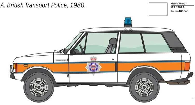Italeri Range Rover Policija 1/24 plastikinis surenkamas rinkinys