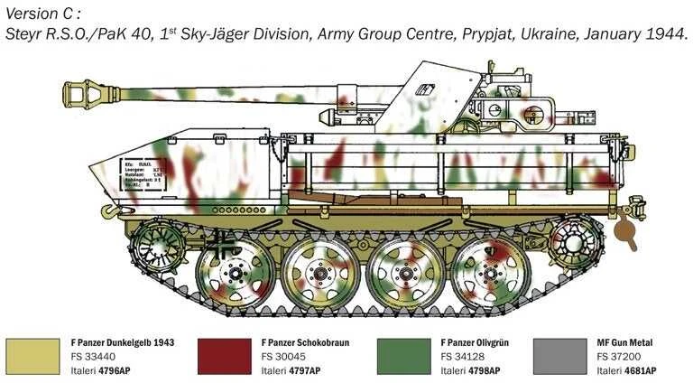 Italeri RSO su PaK 40 1/35 plastikinis surenkamas modelis