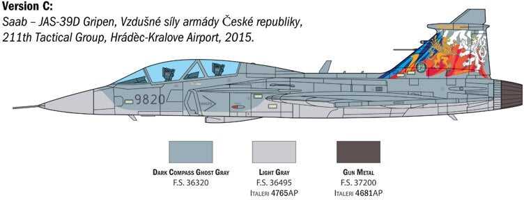 Italeri Saab JAS 39 Gripen Dvivietis 1/48 plastikinis modelio rinkinys 2664