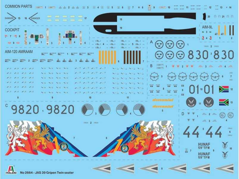 Italeri Saab JAS 39 Gripen Dvivietis 1/48 plastikinis modelio rinkinys 2664