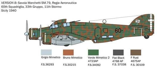 Italeri Savoia-Marchetti SM.79 Sparviero bombonešis 1/72