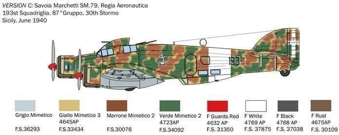 Italeri Savoia-Marchetti SM.79 Sparviero bombonešis 1/72