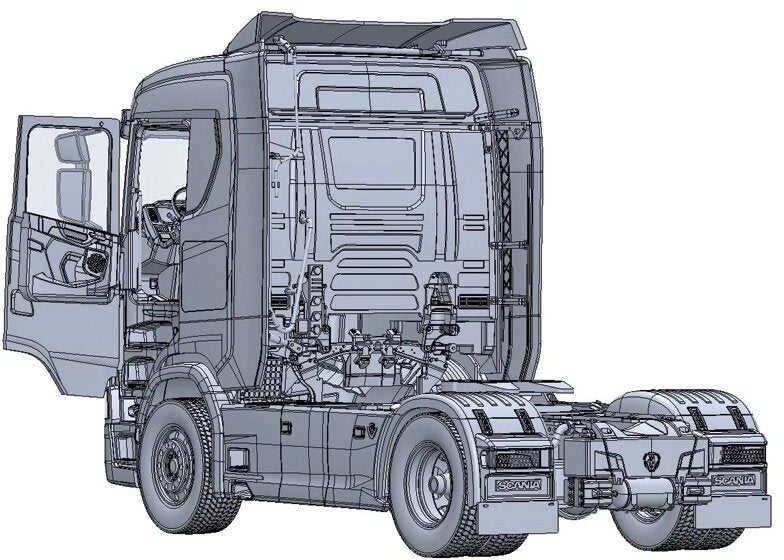 Italeri Scania S770 4x2 pilka kabina 1/24 plastikinis surenkamas rinkinys