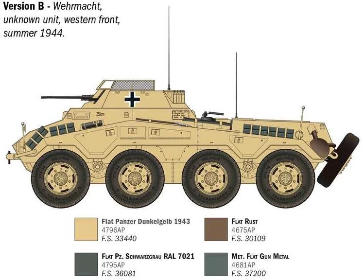 Italeri Sd.Kfz. 234/1 šarvuotis 1/35 plastikinis modelis (2 cm KwK) 6757