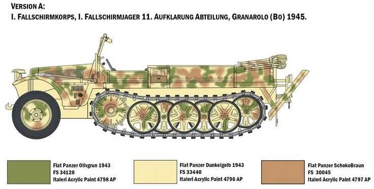 Italeri Sd.Kfz.10 Demag D7 su vokiečių parašiutininkais 1/35 (6561)