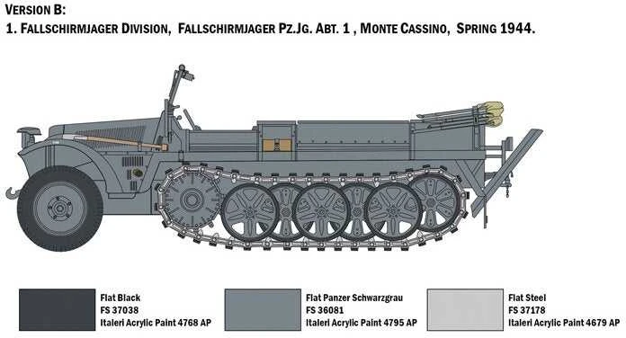 Italeri Sd.Kfz.10 Demag D7 su vokiečių parašiutininkais 1/35 (6561)