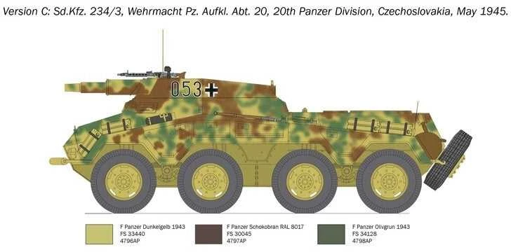 Italeri Sd.Kfz.234/3 plastikinis šarvuoto automobilio modelis 1/35