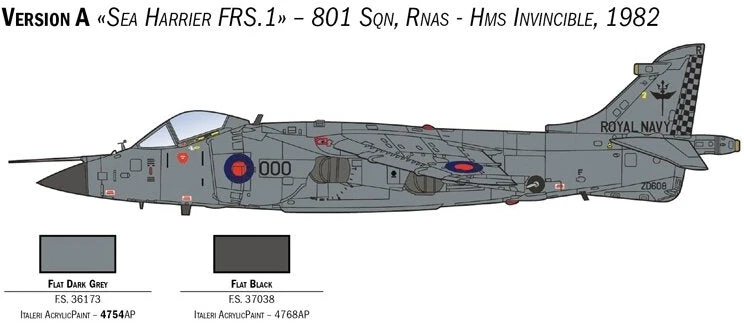 Italeri Sea Harrier FRS.1 Folklando 40-metis plastikinis modelis 1/72