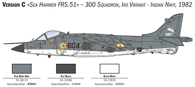 Italeri Sea Harrier FRS.1 Folklando 40-metis plastikinis modelis 1/72