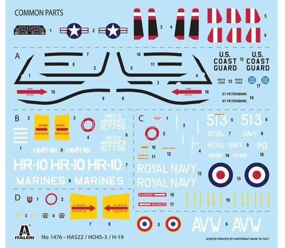 Italeri Sikorsky H-19 / HO4S-3 / HAS.7 1/72 plastikinis sraigtasparnio rinkinys