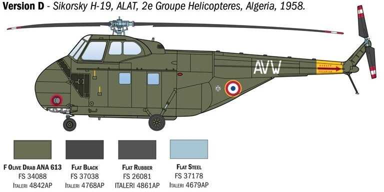 Italeri Sikorsky H-19 / HO4S-3 / HAS.7 1/72 plastikinis sraigtasparnio rinkinys