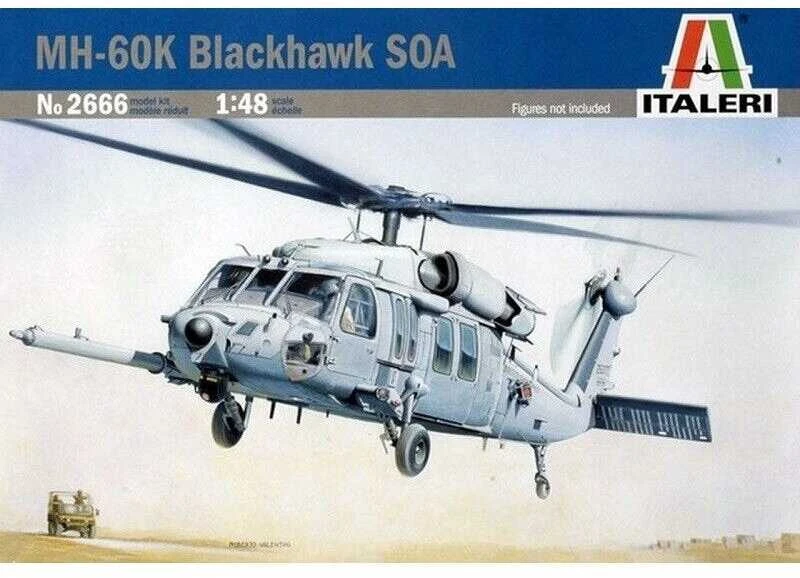 Italeri Sikorsky MH-60K Juodas Hawk SOA 1/48 surenkamas sraigtasparnio modelis