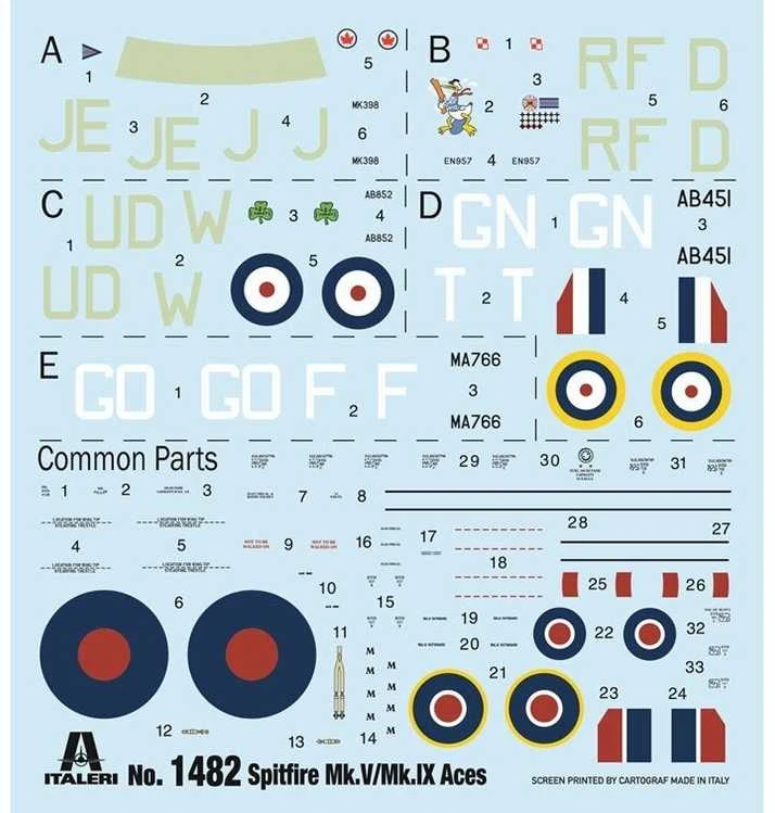 Italeri Spitfire Mk.V/Mk.IX Aces 1/72 plastikinis surinkimo rinkinys