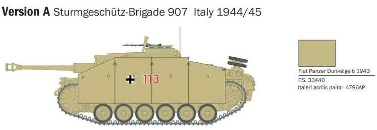 Italeri StuG III Sturmhaubitze 105 1/56 mastelis plastikinis modelis