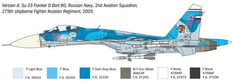 Italeri Sukhoi Su-33 Flanker-D 1/72 plastikinis lėktuvo modelio rinkinys