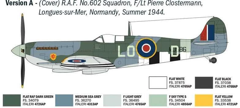Italeri Supermarine Spitfire Mk. IX Aces 1/48 lėktuvo modelis