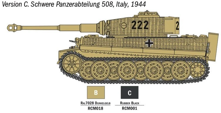 Italeri Tiger I Ausf.E 1/56 dovanų rinkinys su dažais ir įrankiais