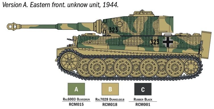Italeri Tiger I Ausf.E 1/56 dovanų rinkinys su dažais ir įrankiais