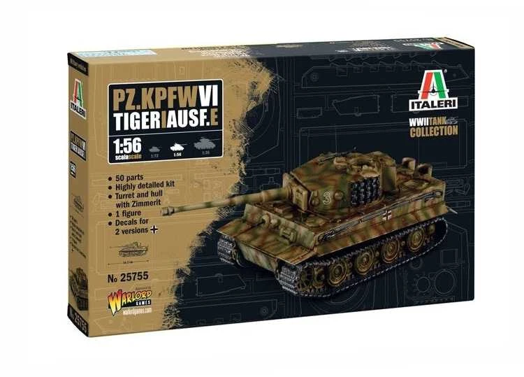 Italeri vokiečių tankas Tiger I Ausf. E mastelis 1/56 plastikinis rinkinys