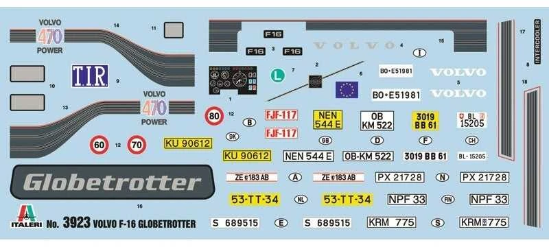 Italeri Volvo F16 Globetrotter vilkikas 1/24 plastikinis modelis